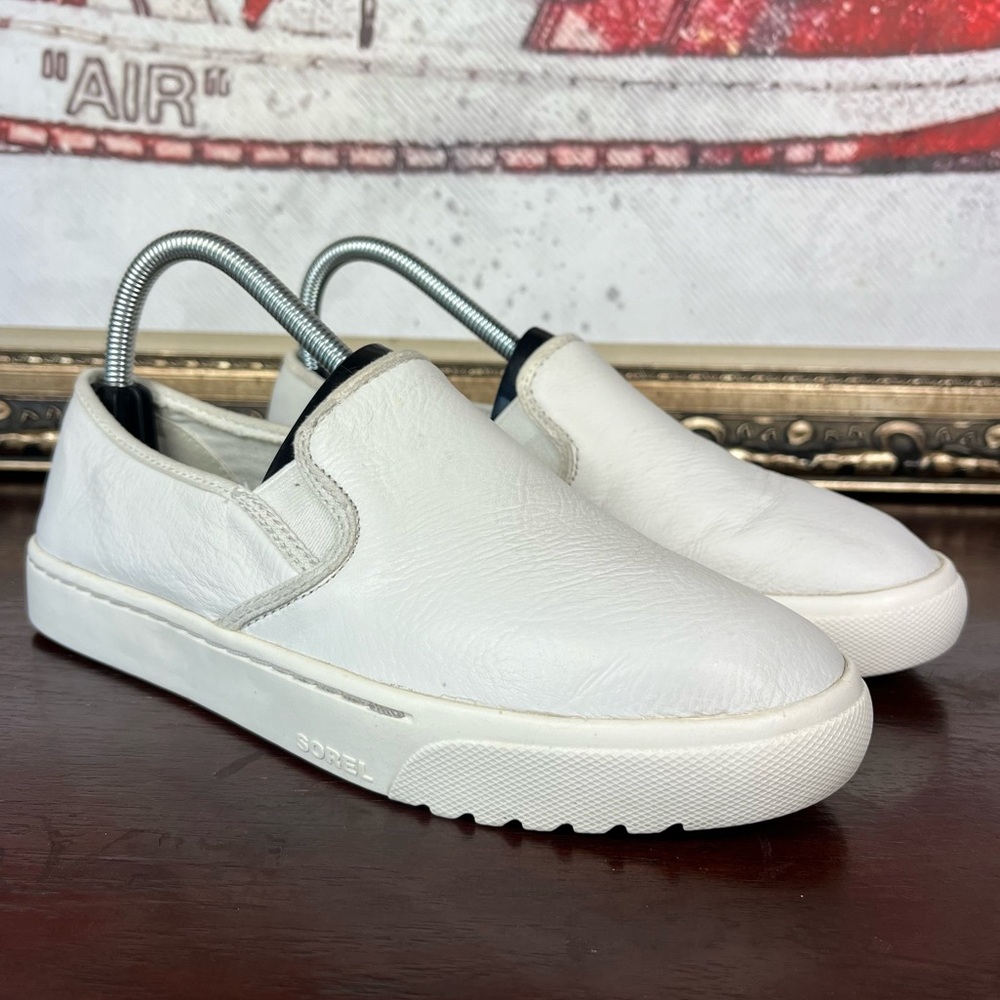 Sorel Women’s Campsneak Slip-On Shoe Size 8 White Leather Casual Sneaker